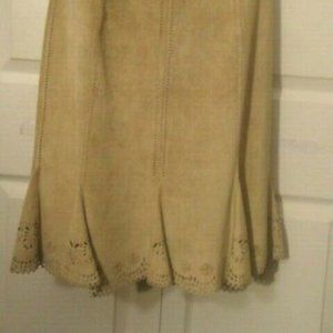 JON Beige Genuine Suede Leather Skirt 10
